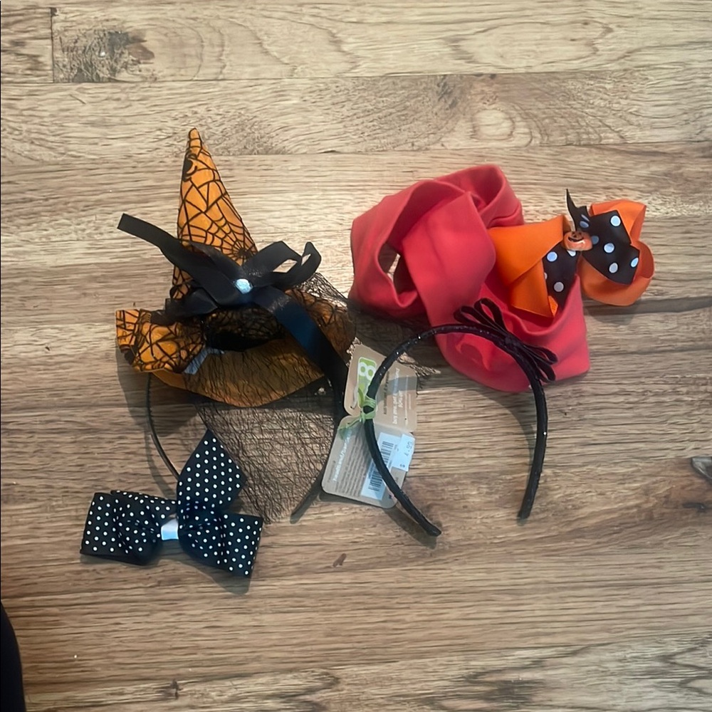 Toddler/Baby happy Halloween set- 2 head bands, 2 bows, and 1 head rap